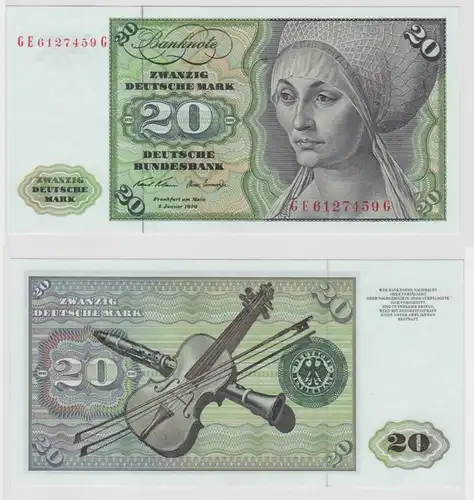 T147621 Banknote 20 DM Deutsche Mark Ro. 271b Schein 2.Jan. 1970 KN GE 6127459 G