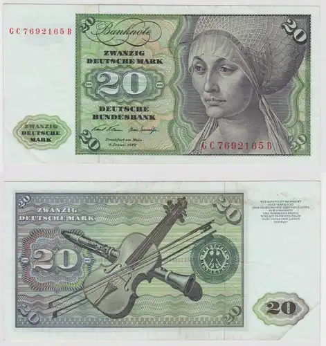 T147618 Banknote 20 DM Deutsche Mark Ro. 271a Schein 2.Jan. 1970 KN GC 7692165 B