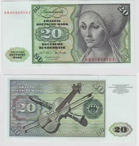 T147617 Banknote 20 DM Deutsche Mark Ro. 271a Schein 2.Jan. 1970 KN GB 0164312 Z