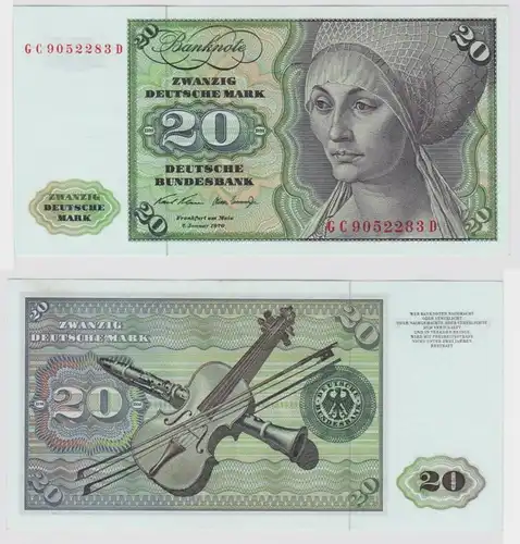 T147616 Banknote 20 DM Deutsche Mark Ro. 271a Schein 2.Jan. 1970 KN GC 9052283 D