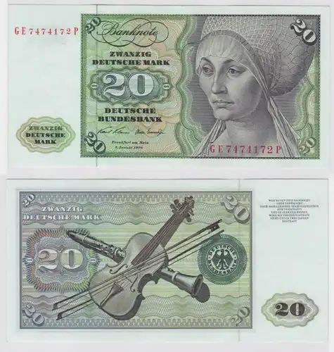 T147613 Banknote 20 DM Deutsche Mark Ro. 271b Schein 2.Jan. 1970 KN GE 7474172 P