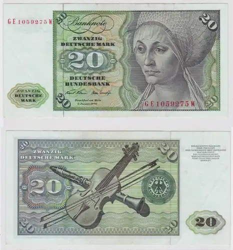 T147612 Banknote 20 DM Deutsche Mark Ro. 271b Schein 2.Jan. 1970 KN GE 1059275 W