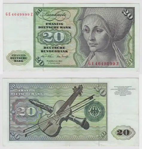 T147610 Banknote 20 DM Deutsche Mark Ro. 271b Schein 2.Jan. 1970 KN GE 4649899 Z