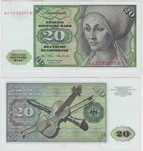 T147607 Banknote 20 DM Deutsche Mark Ro. 271a Schein 2.Jan. 1970 KN GC 7172377 B