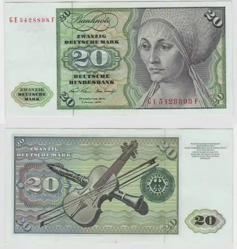 T147606 Banknote 20 DM Deutsche Mark Ro. 271b Schein 2.Jan. 1970 KN GE 5428898 F