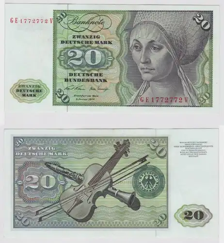 T147604 Banknote 20 DM Deutsche Mark Ro. 271b Schein 2.Jan. 1970 KN GE 1772772 V