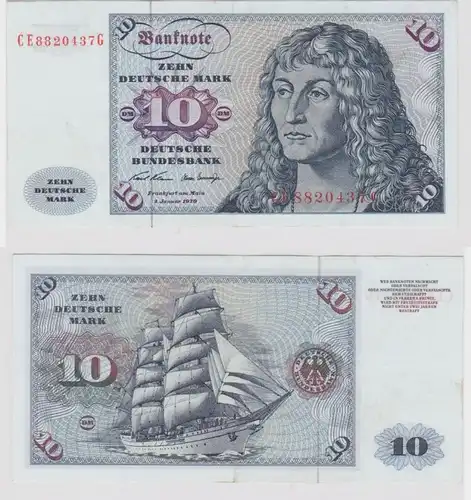 T147600 Billet 10 DM Mark allemand Ro. 270b Blau 2.jan. 1970 NC CE 8820437 G