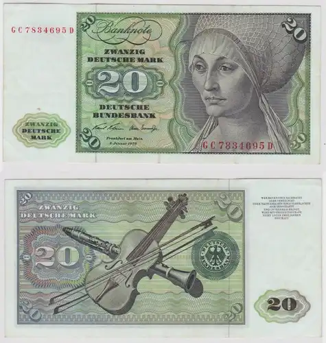 T147579 Banknote 20 DM Deutsche Mark Ro. 271a Schein 2.Jan. 1970 KN GC 7834695 D