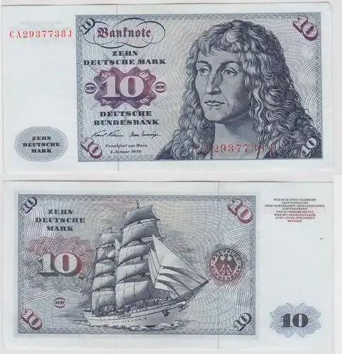 T147577 Banknote 10 DM Deutsche Mark Ro. 270a Schein 2.Jan. 1970 KN CA 2937738 J