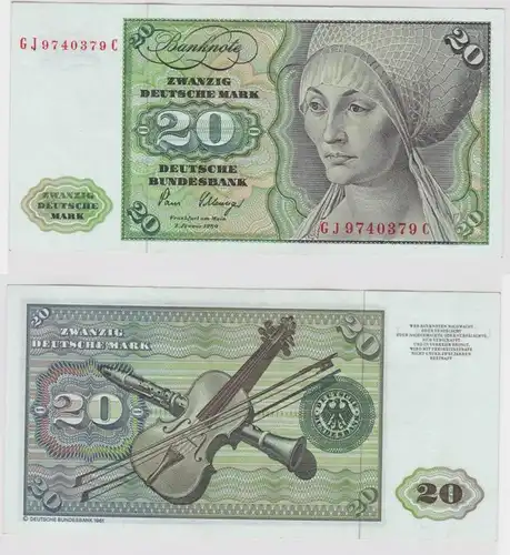 T147566 Banknote 20 DM Deutsche Mark Ro. 287a Schein 2.Jan. 1980 KN GJ 9740379 C