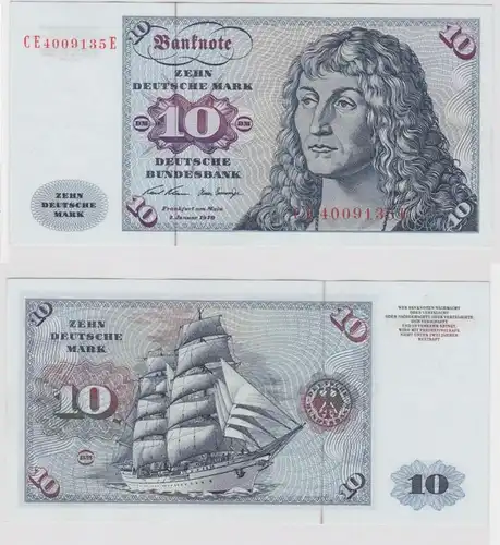 T147564 Billet 10 DM Mark allemand Ro. 270b Blau 2.jan. 1970 NC CE 4009135 E