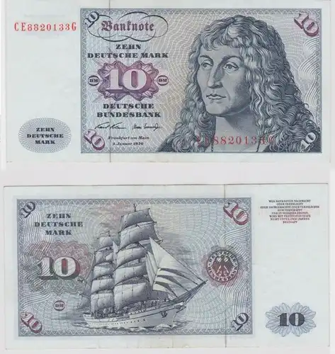 T147560 Banknote 10 DM Deutsche Mark Ro. 270b Schein 2.Jan. 1970 KN CE 8820133 G