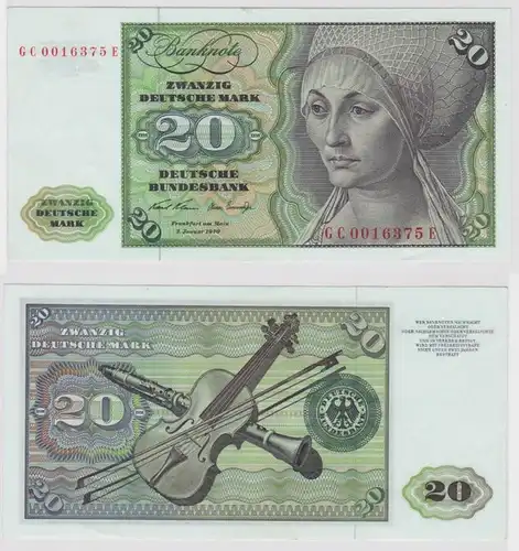 T147556 Banknote 20 DM Deutsche Mark Ro. 271a Schein 2.Jan. 1970 KN GC 0016375 E