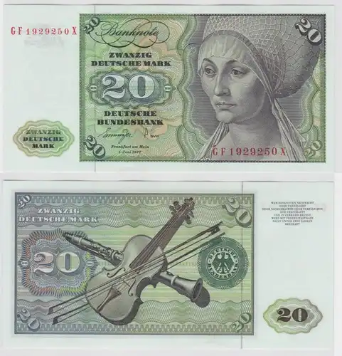 T147555 Banknote 20 DM Deutsche Mark Ro. 276a Schein 1.Juni 1977 KN GF 1929250 X