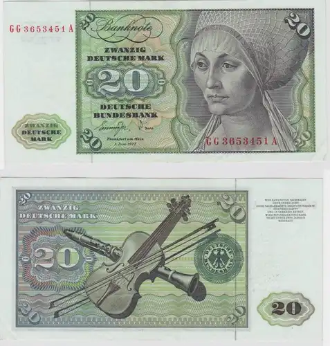 T147554 Banknote 20 DM Deutsche Mark Ro. 276a Schein 1.Juni 1977 KN GG 3653451 A