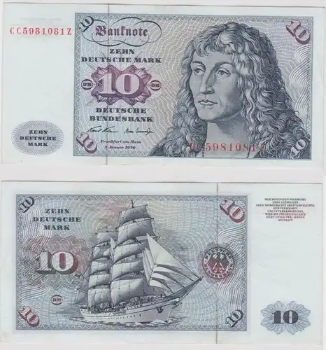 T147551 Banknote 10 DM Deutsche Mark Ro. 270a Schein 2.Jan. 1970 KN CC  Z