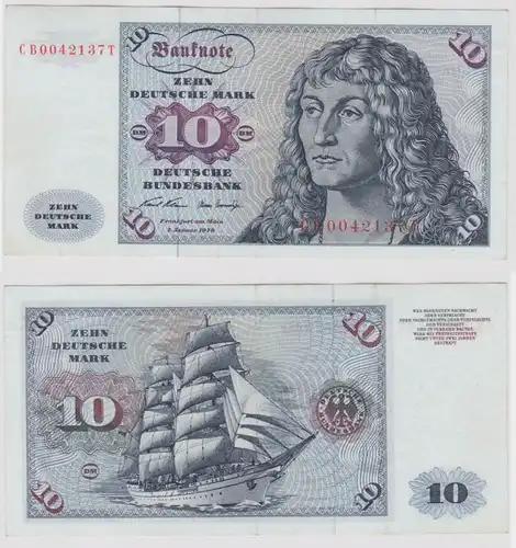 T147547 Banknote 10 DM Deutsche Mark Ro. 270a Schein 2.Jan. 1970 KN CB 0042137 T