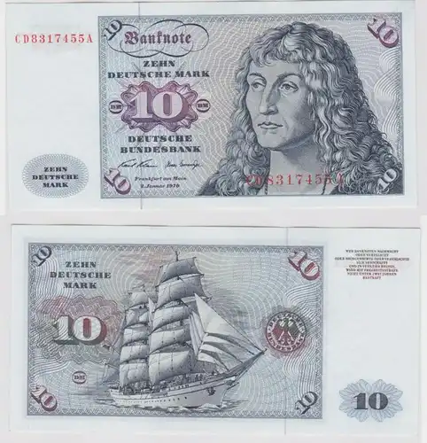 T147542 Banknote 10 DM Deutsche Mark Ro. 270a Schein 2.Jan. 1970 KN CD 8317455 A