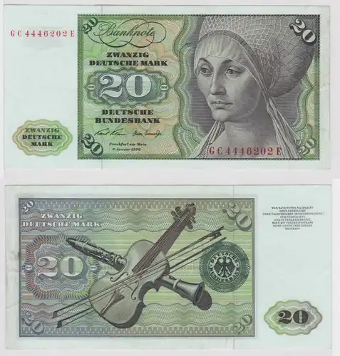 T147537 Banknote 20 DM Deutsche Mark Ro. 271a Schein 2.Jan. 1970 KN GC 4446202 E