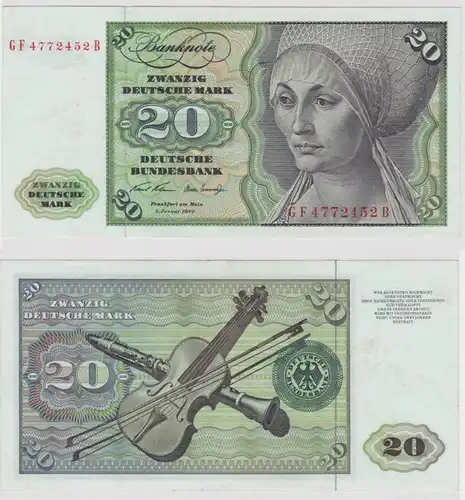 T147536 Banknote 20 DM Deutsche Mark Ro. 271b Schein 2.Jan. 1970 KN GF 4772452 B