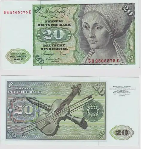 T147534 Banknote 20 DM Deutsche Mark Ro. 276a Schein 1.Juni 1977 KN GH 2505575 E