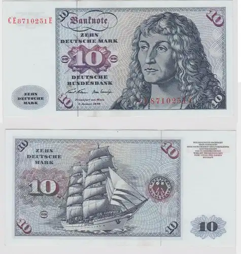T147522 Billet 10 DM Mark allemand Ro. 270b Blau 2.jan. 1970 NC CE 8710251 E