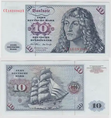 T147520 Billet 10 DM Mark allemand Ro. 270b Blau 2.jan. 1970 NC CE 1628962 A