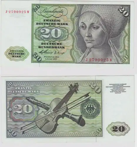 T147518 Banknote 20 DM Deutsche Mark Ro. 264c Schein 2.Jan. 1960 KN J 2790925 W