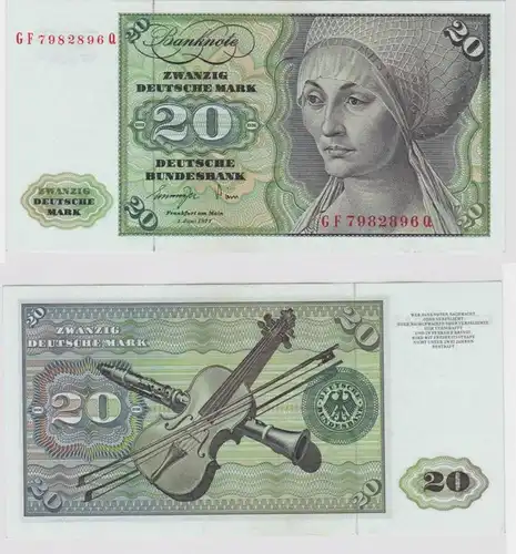 T147514 Banknote 20 DM Deutsche Mark Ro. 276a Schein 1.Juni 1977 KN GF 7982896 Q