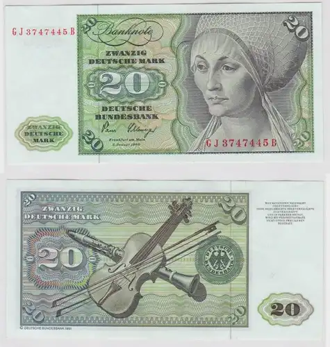 T147512 Banknote 20 DM Deutsche Mark Ro. 287a Schein 2.Jan. 1980 KN GJ 3747445 B