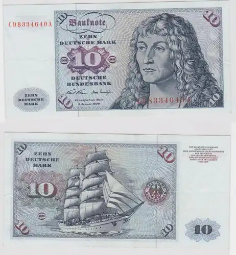 T147510 Banknote 10 DM Deutsche Mark Ro. 270a Schein 2.Jan. 1970 KN CD 8334640 A