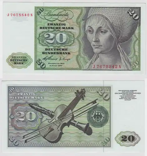 T147509 Banknote 20 DM Deutsche Mark Ro. 264c Schein 2.Jan. 1960 KN J 7678842 N