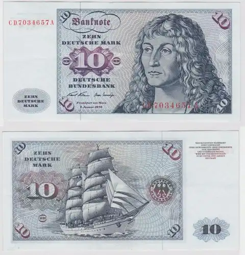 T147506 Banknote 10 DM Deutsche Mark Ro. 270a Schein 2.Jan. 1970 KN CD 7034657 A