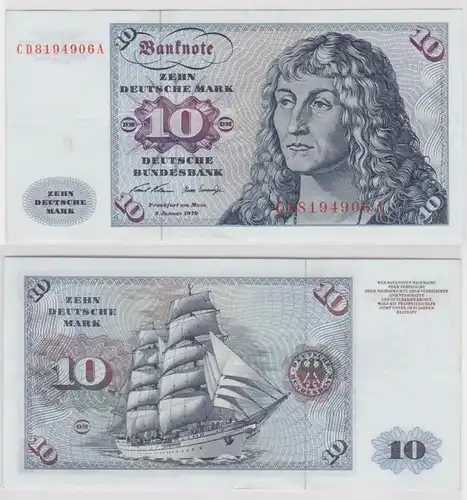 T147504 Banknote 10 DM Deutsche Mark Ro. 270a Schein 2.Jan. 1970 KN CD 8194906 A