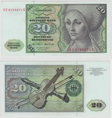 T147503 Banknote 20 DM Deutsche Mark Ro. 271b Schein 2.Jan. 1970 KN GE 4198071 G