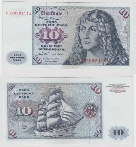 T147501 Banknote 10 DM Deutsche Mark Ro. 270a Schein 2.Jan. 1970 KN CD 7893417 A