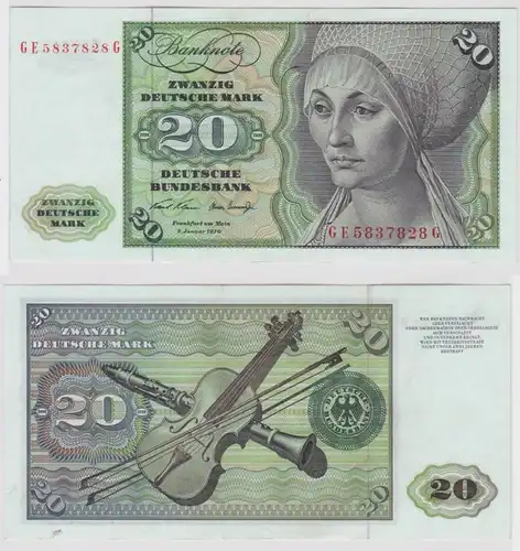 T147499 Banknote 20 DM Deutsche Mark Ro. 271b Schein 2.Jan. 1970 KN GE 5837828 G