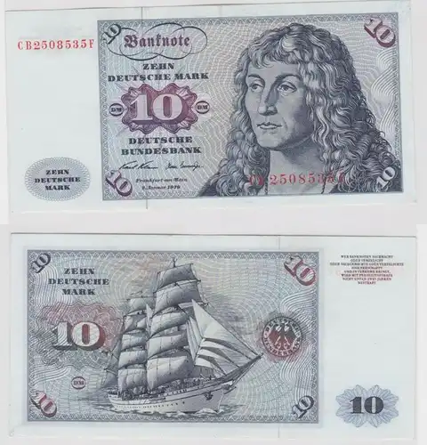 T147496 Banknote 10 DM Deutsche Mark Ro. 270a Schein 2.Jan. 1970 KN CB 2508535 F