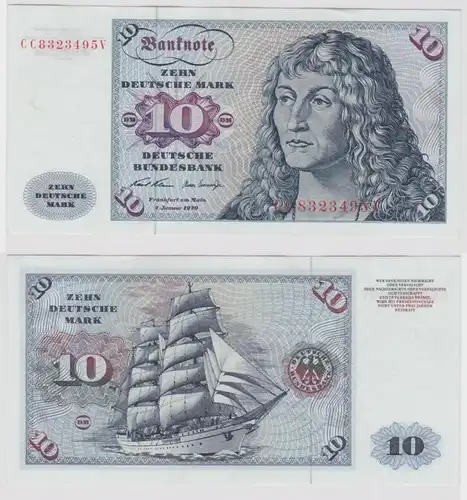 T147495 Banknote 10 DM Deutsche Mark Ro. 270a Schein 2.Jan. 1970 KN CC 8323495 V