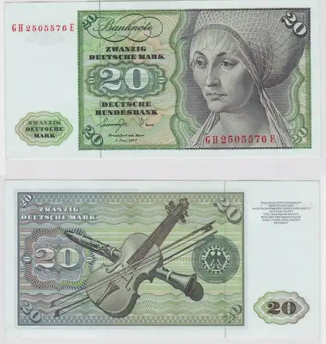 T147493 Banknote 20 DM Deutsche Mark Ro. 276a Schein 1.Juni 1977 KN GH 2505576 E