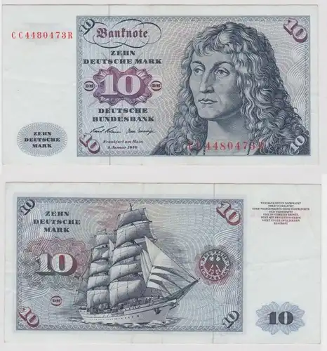 T147492 Banknote 10 DM Deutsche Mark Ro. 270a Schein 2.Jan. 1970 KN CC 4480473 R