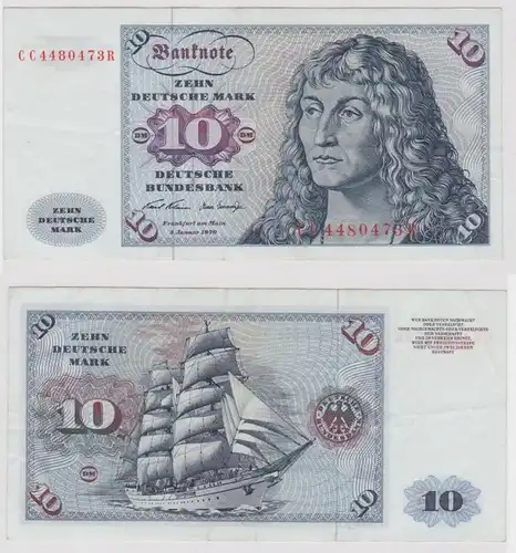 T147492 Banknote 10 DM Deutsche Mark Ro. 270a Schein 2.Jan. 1970 KN CC  R