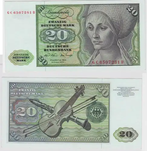 T147490 Banknote 20 DM Deutsche Mark Ro. 271a Schein 2.Jan. 1970 KN GC 6507281 B
