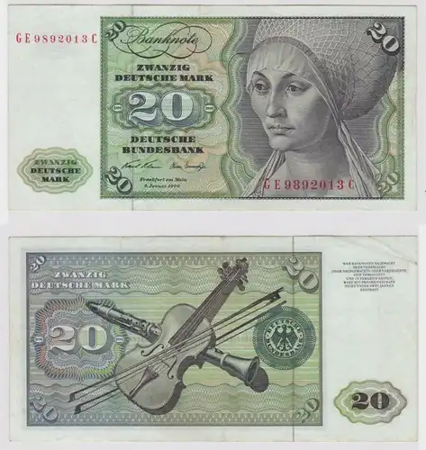 T147486 Banknote 20 DM Deutsche Mark Ro. 271b Schein 2.Jan. 1970 KN GE 9892013 C