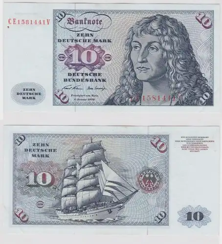 T147485 Billet 10 DM Mark allemand Ro. 270b Blau 2.jan. 1970 NC CE 1581441 V