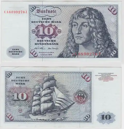 T147481 Banknote 10 DM Deutsche Mark Ro. 270a Schein 2.Jan. 1970 KN CA 6890276 Z