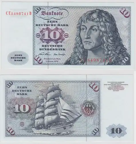 T147480 Banknote 10 DM Deutsche Mark Ro. 270b Schein 2.Jan. 1970 KN CE 8498741 D