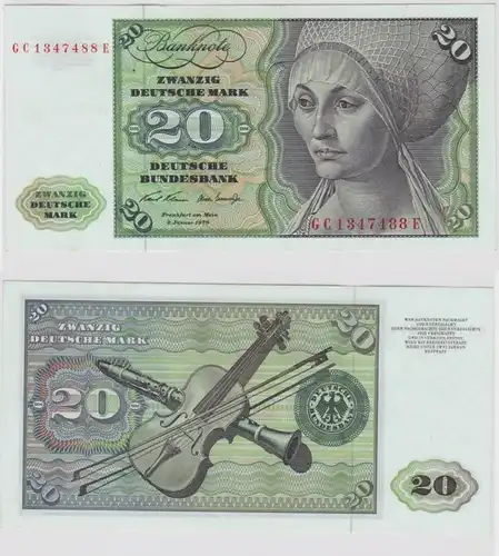 T147476 Banknote 20 DM Deutsche Mark Ro. 271a Schein 2.Jan. 1970 KN GC 1347488 E