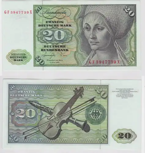 T147474 Banknote 20 DM Deutsche Mark Ro. 276a Schein 1.Juni 1977 KN GF 3947739 X