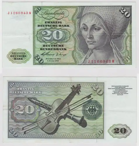 T147473 Banknote 20 DM Deutsche Mark Ro. 264c Schein 2.Jan. 1960 KN J 1166043 W